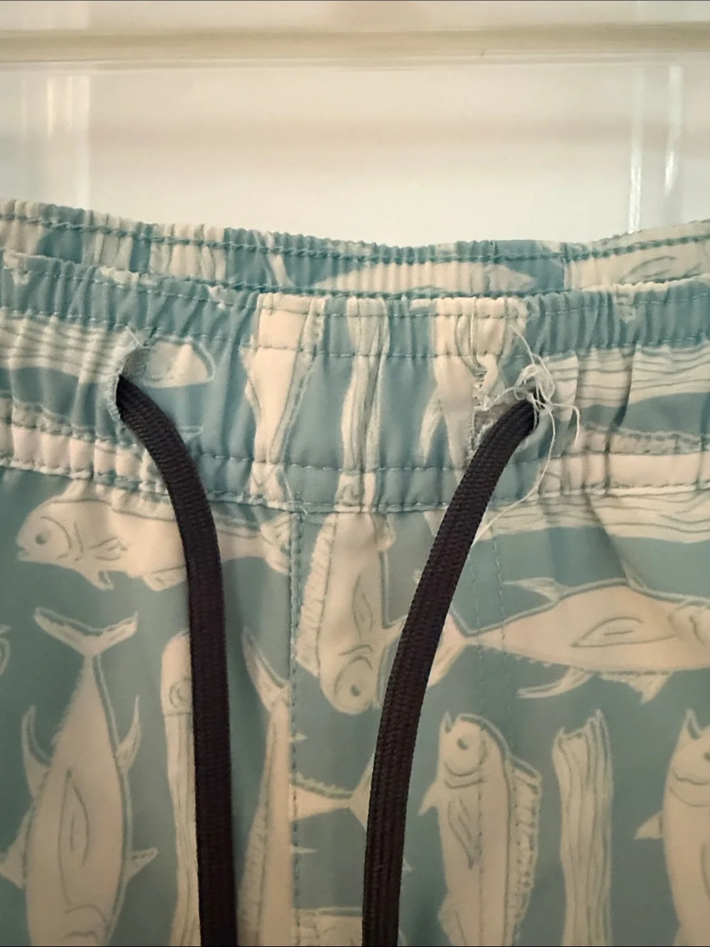 AFTCO Light Blue & White Fish Print Kids Swim Trunks youth XL